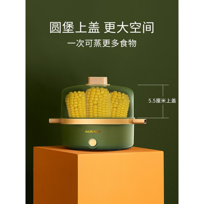 奥克斯(AUX)煮蛋器蒸蛋器自动断电家用多功能小型1人早餐机鸡蛋羹神器 单层