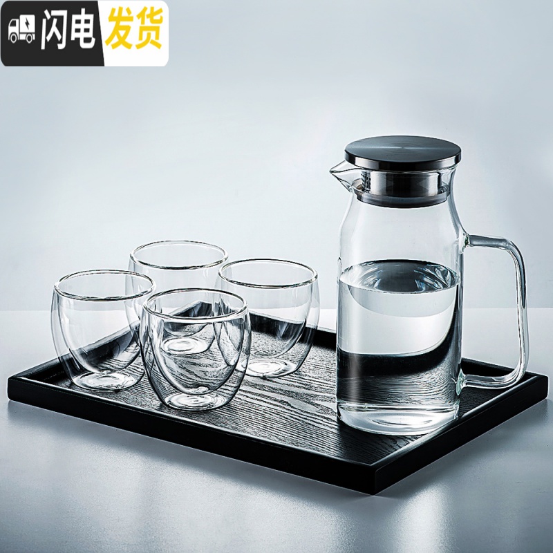 三维工匠水具套装家用玻璃杯子冷水壶可高温欧式客厅简约创意茶壶凉杯防爆 畅饮壶1400凉水壶高清大图