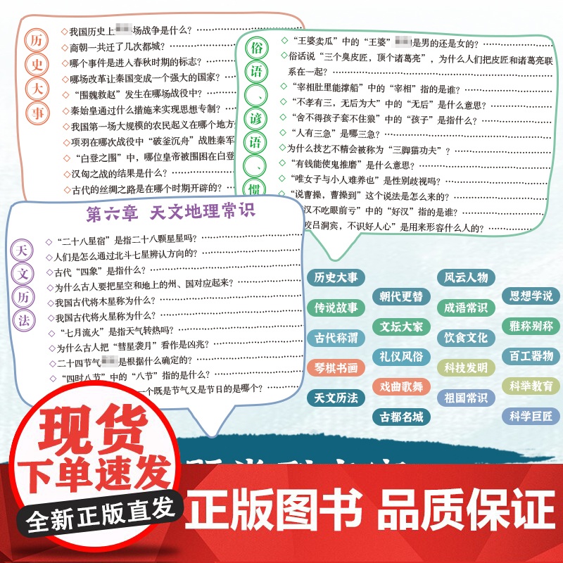 中国文化常识1000问中华文明演进发展过程中国传统文化知识精华手册古典文学历史文化常识百科大全中小学生课外知识读物国学经高清大图