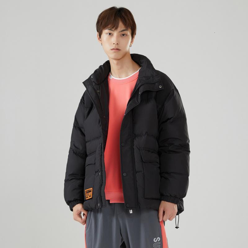 美特斯邦威迷彩满印羽绒服男立领新款冬季潮流面包服保暖外套