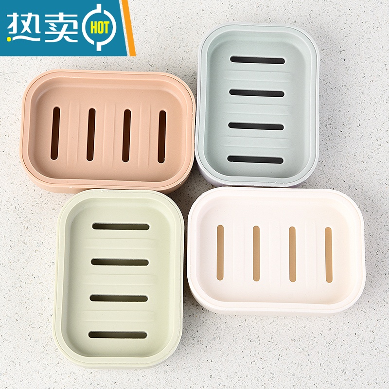 敬平迷你肥皂盒双层沥水香皂盒简约浴室卫生间皂盒皂托手工皂头置物盒 米色+绿色 各一个高清大图