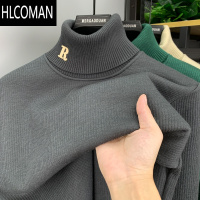 HLCOMAN高翻领卫衣男p暖宽松百搭男士打底衫长袖T恤款加绒上衣服潮