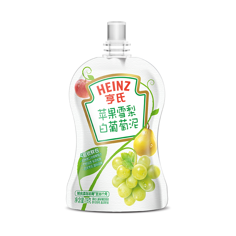 亨氏(Heinz)清儿润滋润果园果泥套装78g*3袋 适用辅食添加初期以上至36个月 宝宝辅食22年2月产