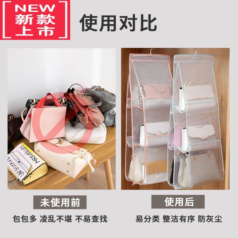 可莉允包包收纳防尘网格挂袋可悬挂式家用衣橱柜置物袋宿舍门后整理器图片
