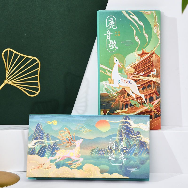 烫金中国风盒装便利贴n次贴古风创意学生可撕便签纸记事|丨1盒+5荧光笔5中性笔1笔袋 百鸟-洋红(6叠/480张)