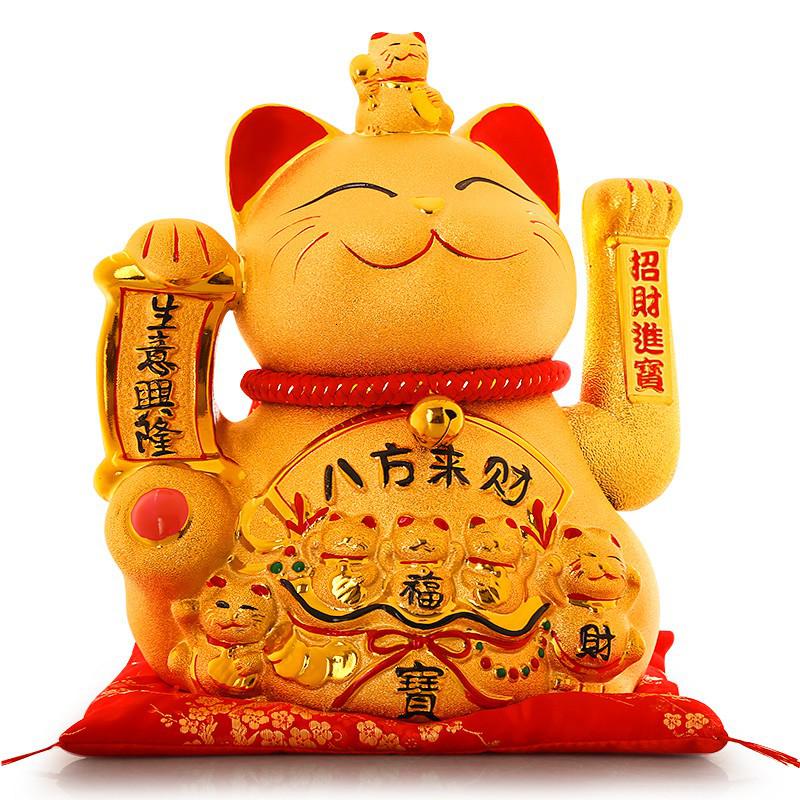 猫摆件开业 大号陶瓷店铺收银台金色电动摇手发财猫 三维工匠 『人气』28CM彩金[八方来财]电动摇手猫猫高清大图