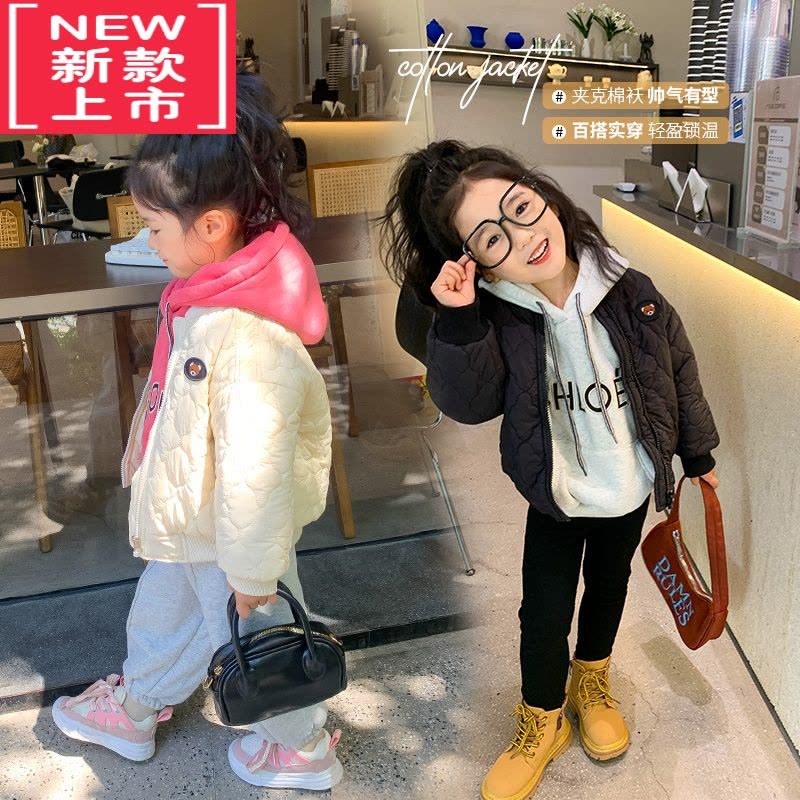 可莉允女童加厚外套秋冬装新款宝宝洋气防风上衣韩版儿童棒球服夹克棉袄棉服图片
