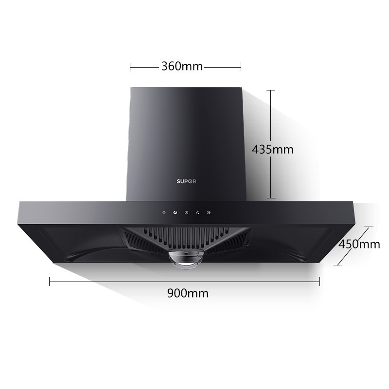 苏泊尔吸油烟机顶吸家用厨房抽油烟机排烟机节能大吸力吸烟机 黑色