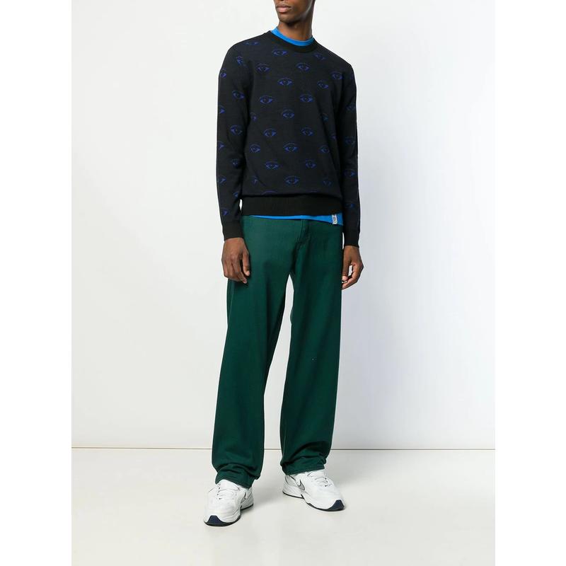 高田贤三(Kenzo)针织眼睛图案套头衫男运动卫衣长袖罗纹圆领休闲高清大图