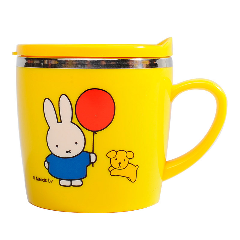 米菲(Miffy)母婴婴幼儿童餐具食品级304不锈钢双层防烫防摔单耳杯(黄色)BC04605