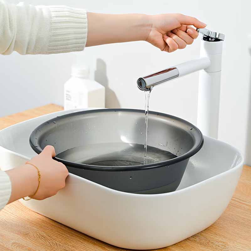 空間専門家(SPACEXPERT) 加厚洗脸盆收纳盆小号透黑 (直径33)