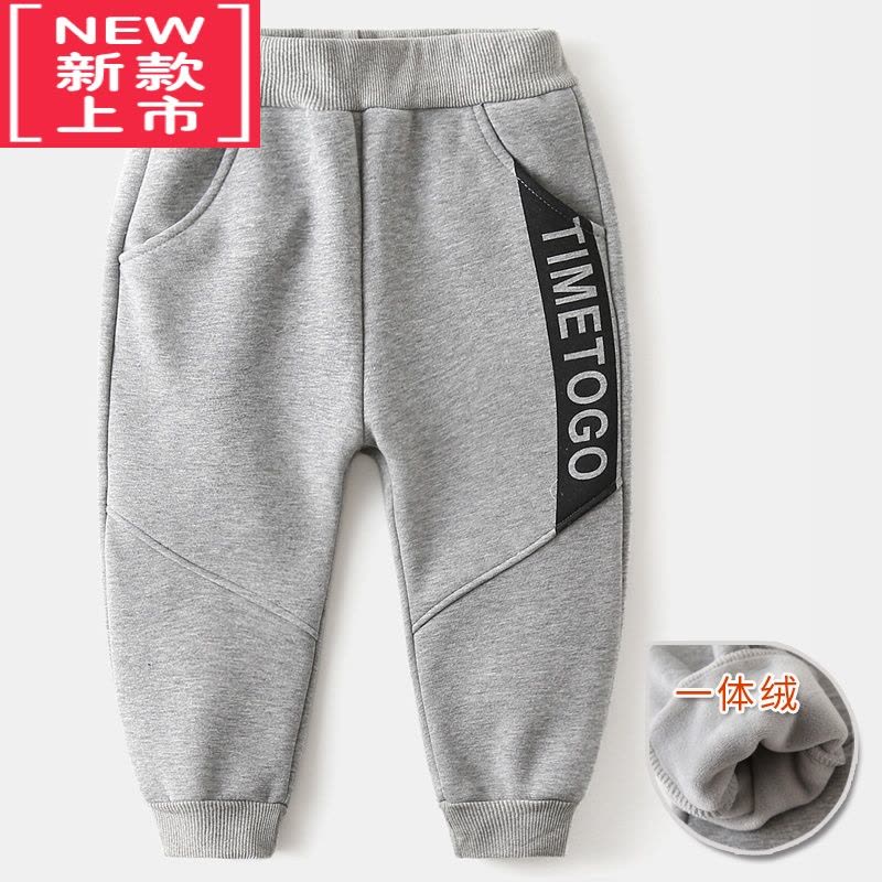 可莉允男童裤子加绒秋冬2022新款宝宝冬季一体绒运动长裤棉裤儿童保暖裤图片