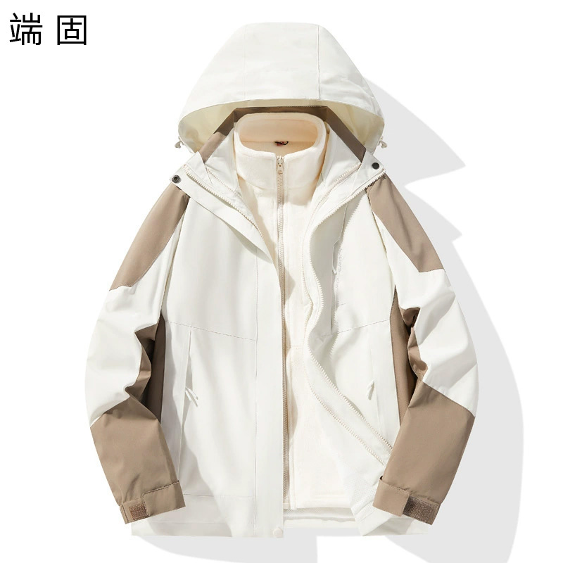 端固 三合一可拆卸外套加绒加厚冲锋衣JUYY/件高清大图