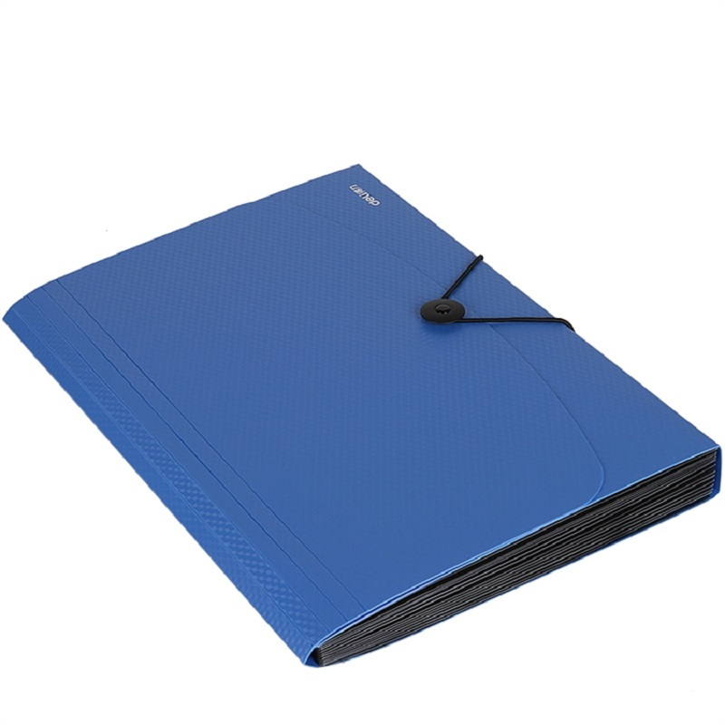 精选得力deli523613格风琴包a4手提多层文件夹票据收纳文件包蓝12只