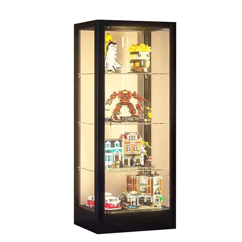 锦北 透明展柜手办展示柜带灯玻璃柜模型陈列柜单门四层600*400*1600mm高清大图