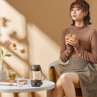 小熊(bear)小型便携式养生杯小型花茶壶保温随行杯煮茶器旅行电热水壶 YSH-P04B1 棕色