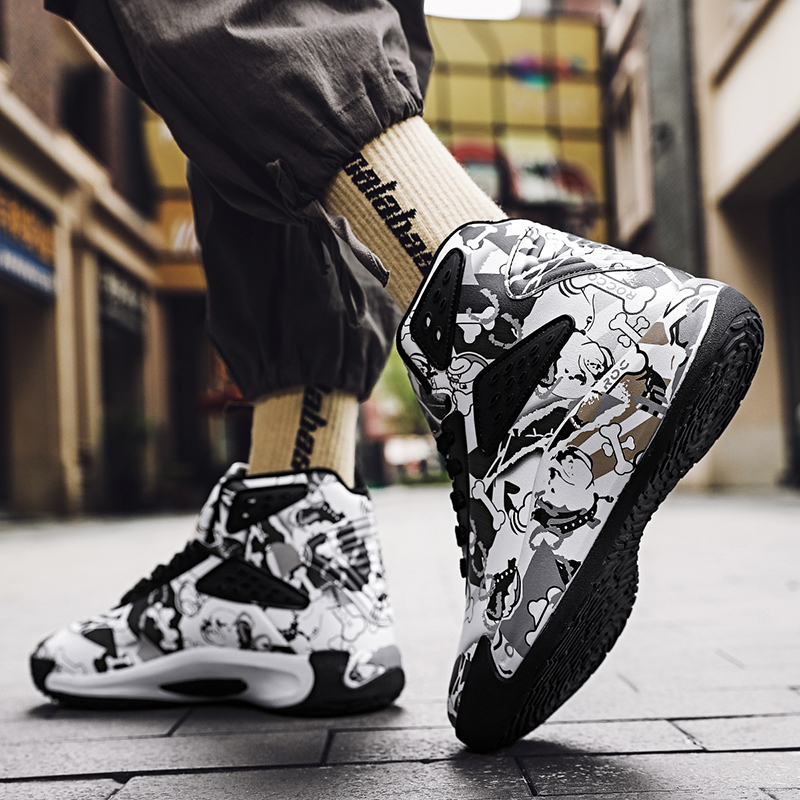 邦塞斯 青少年涂鸦球鞋男篮球2022新款潮鞋学生实战休闲运动鞋子kt5男