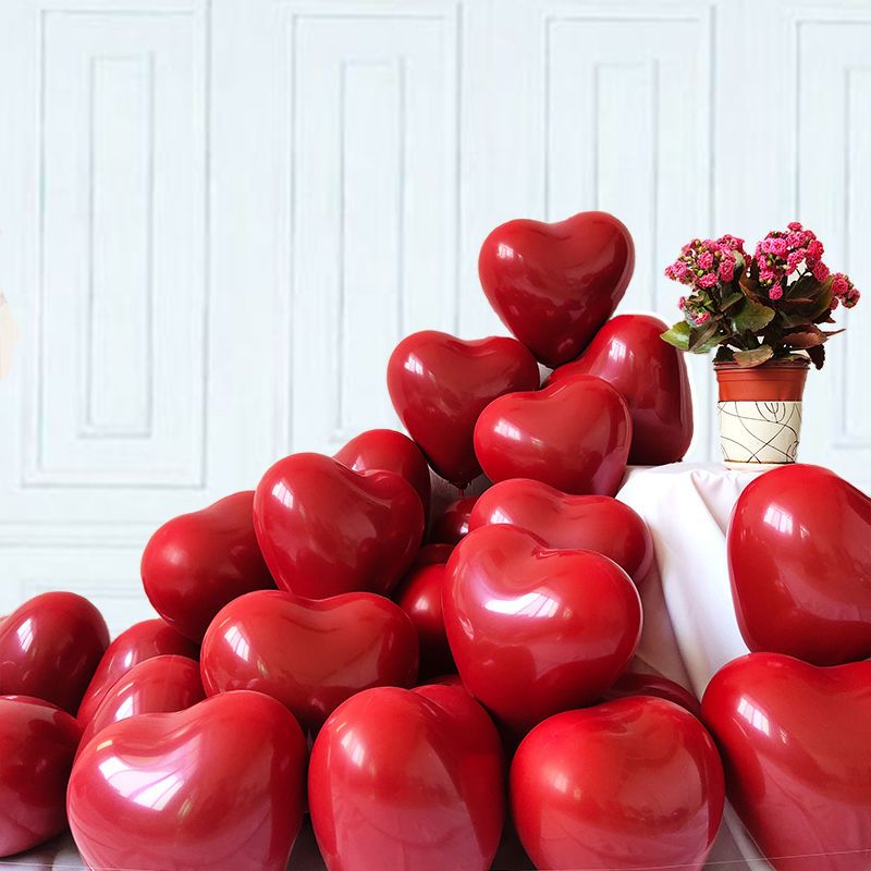 加厚双层石榴红心形气球马卡龙爱心汽球婚庆结婚婚房告白装饰布置双层