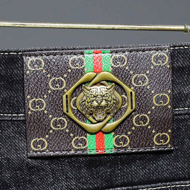 春秋季牛仔裤弹性常规款牛仔裤男生潮牌修身弹力直筒牛仔裤子男装_211526高清大图