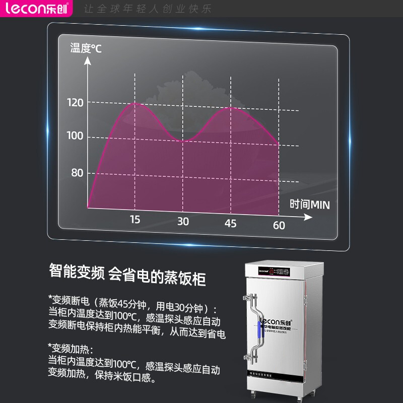 乐创(lecon)蒸饭柜蒸饭车蒸箱商用 380V 蒸饭机10盘微电脑款LC-J-ZFW10
