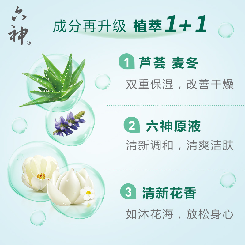 六神劲凉酷爽沐浴露750ml+六神清新滋润沐浴露芦荟750ml 套装(男士女士沐浴乳液 细腻柔和 补水保湿滋润)高清大图