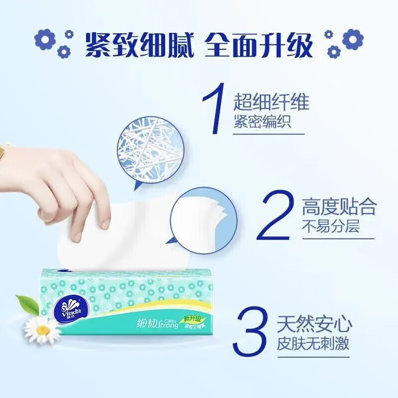 维达(Vinda)手口可用柔润细腻细韧抽纸100抽3层XS 8包/提 V2619-8高清大图