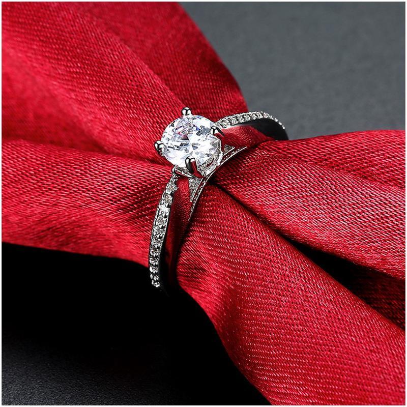 R837-CCouple Love Gold Rings铂金订婚戒指男女钻石情侣简约日韩送女朋友七夕情人节礼物