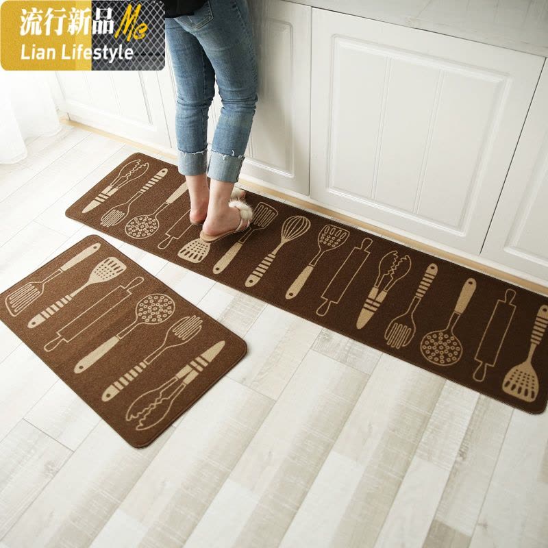 尼龙圈绒厨房地垫 长条房间床边地毯 中式美式厨房垫吸水防滑脚垫 三维工匠图片