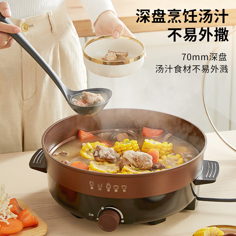 利仁(Liven)电饼铛家庭用电煎锅多功能锅电饼档30cm加大煎饼烤肉锅70mm加深三明治早餐机DHG-X451高清大图