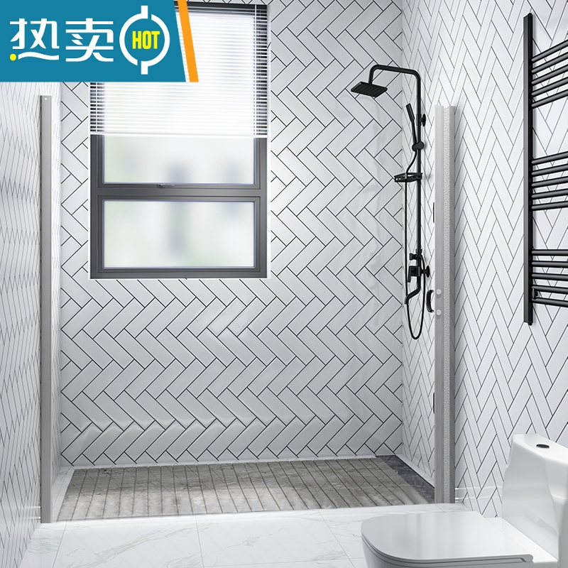 敬平折叠浴室帘防水免打孔卫生间器加厚保暖隐形浴帘隔断帘套装 拉丝银框 130160宽*180高