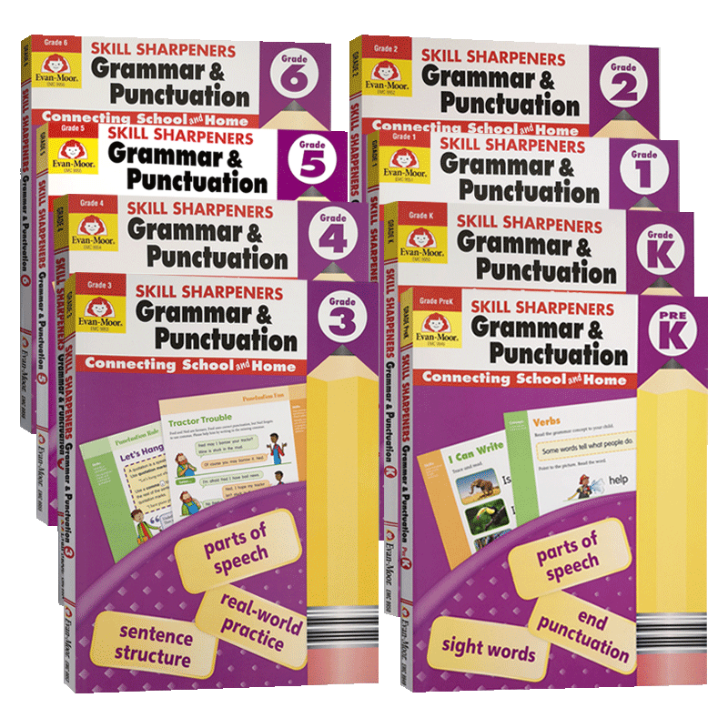8册套装 [正版]Evan-Moor Skill Sharpeners Grammar & Punctuation 技能高清大图