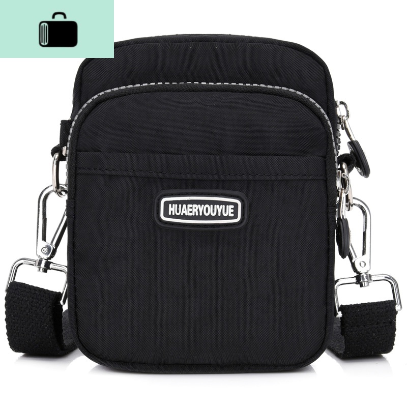 手机包零钱包防水牛津布斜挎小包女迷你单肩包户外运动旅游小背包NEW LAKE 典雅黑