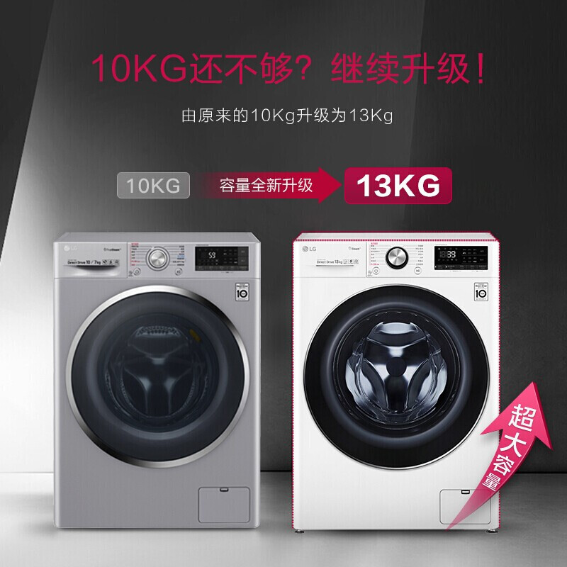LG FCV13G4W洗衣机全自动滚筒大容量 AI智能变频直驱 360°速净喷淋 14分快洗家用 13公斤