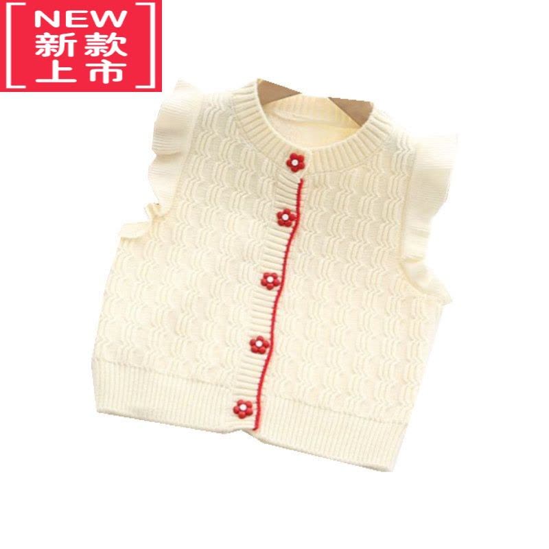 可莉允女童毛线马甲网红女孩甜美坎肩毛衣上衣宝宝针织开衫儿童线衣背心图片