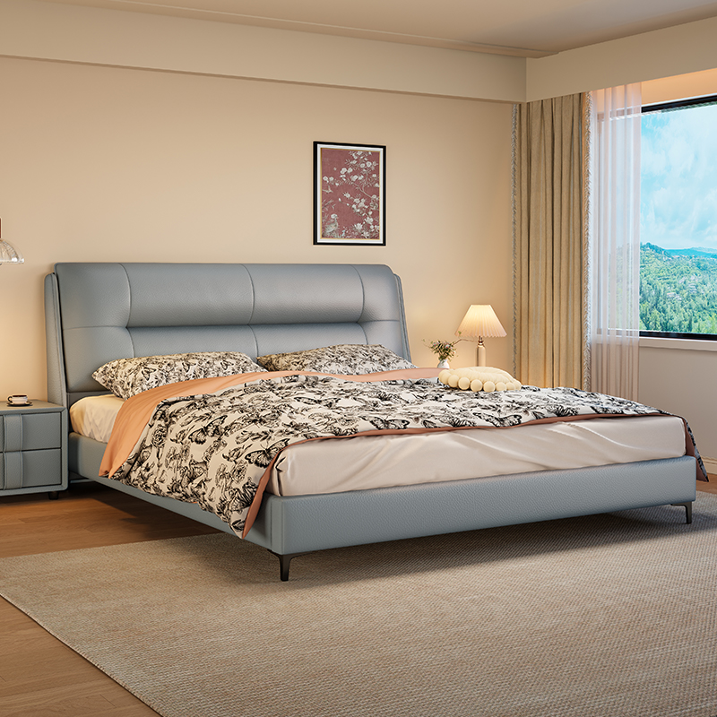 意式轻奢极简真皮床现代简约小户型家用储物双人大床高端大气婚床高清大图