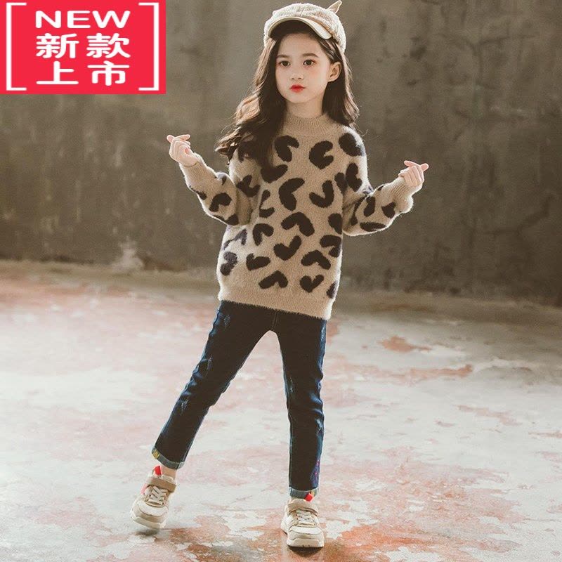 可莉允女童毛衣春秋冬款中大儿童洋气加绒加厚针织打底衫2022新款图片