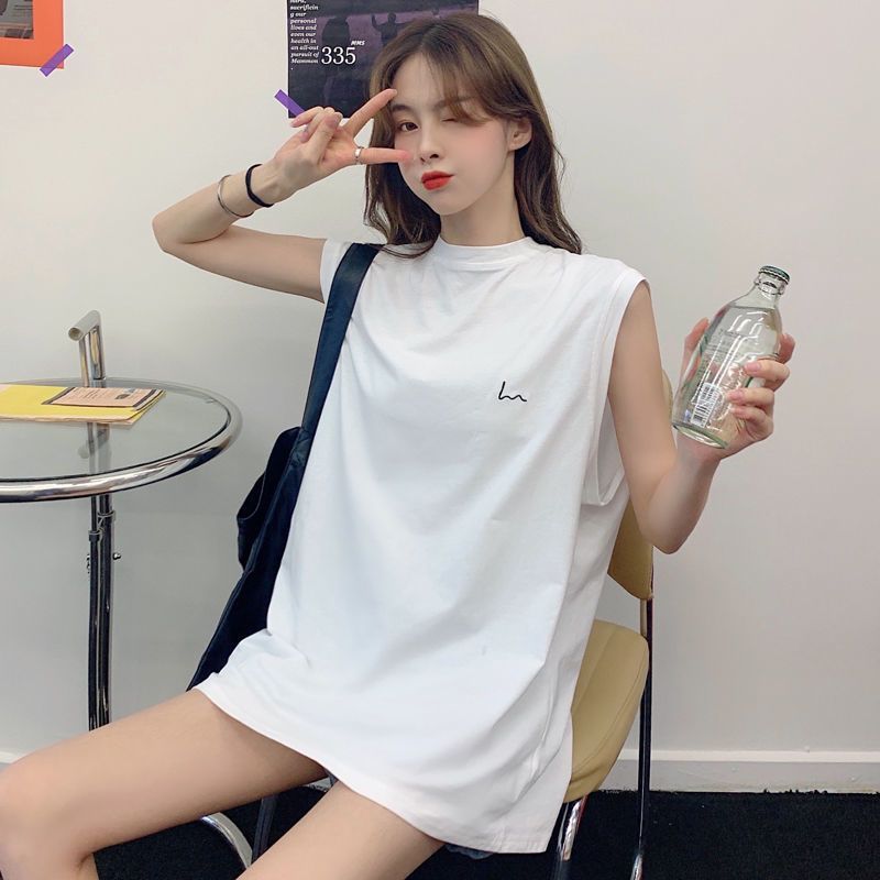 antwant中长款内搭背心白色长款t恤女无袖遮屁股神器打底叠穿长t视频