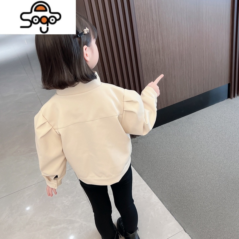 女童皮衣外套2022秋季新款韩版上衣女宝宝春秋可爱皮夹克 七色王国