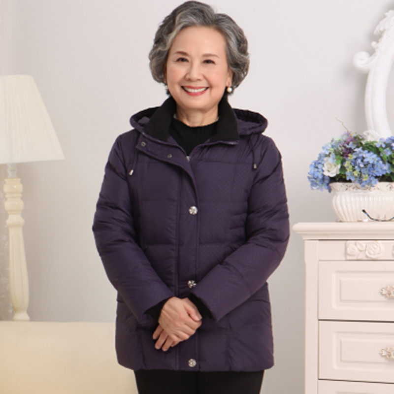 老年人羽绒服女短款607080岁