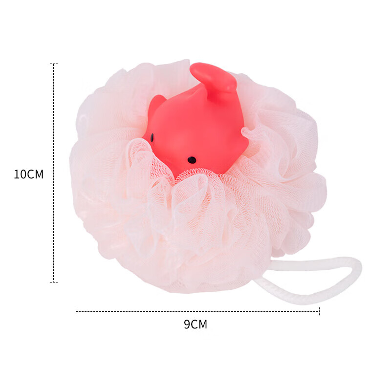 茶花感温变色浴花沐浴球搓澡巾泡澡球儿童浴花球 小海豚K05001粉海豚高清大图