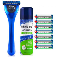 舒适（Schick）悍将3D剃须刀刮胡刀剃胡刀修胡刀 捍将3层刀片protector3 手动 1刀架7刀头+210g须泡