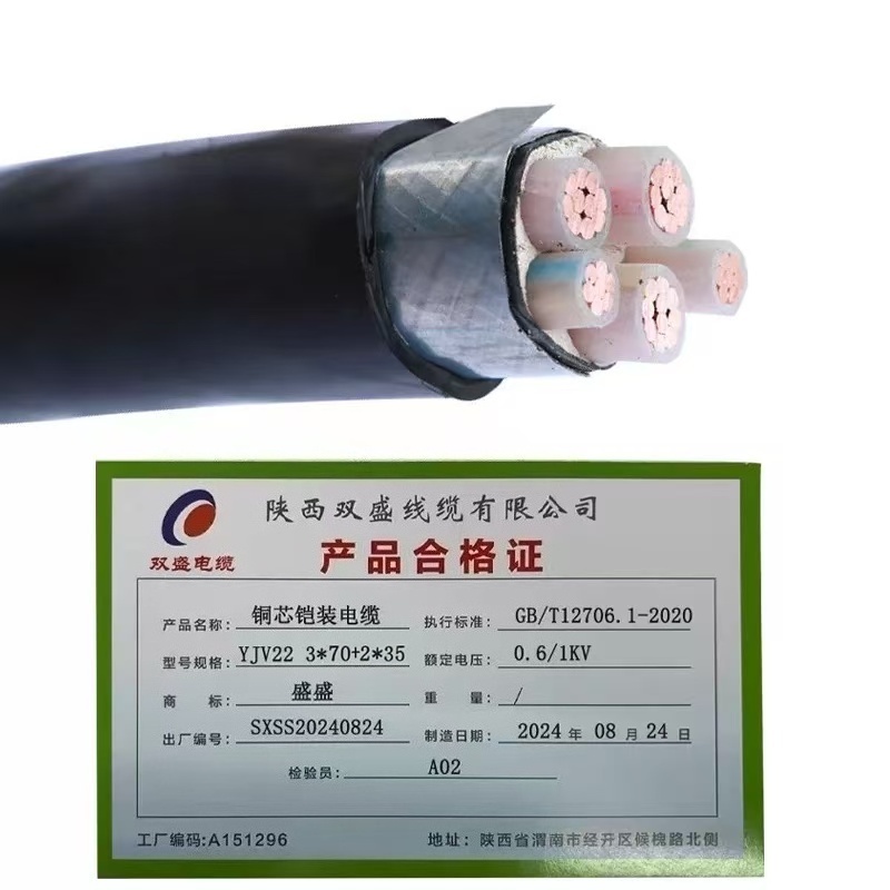 盛盛 铜芯铠装电缆 YJV22 3*70+2*35 米高清大图