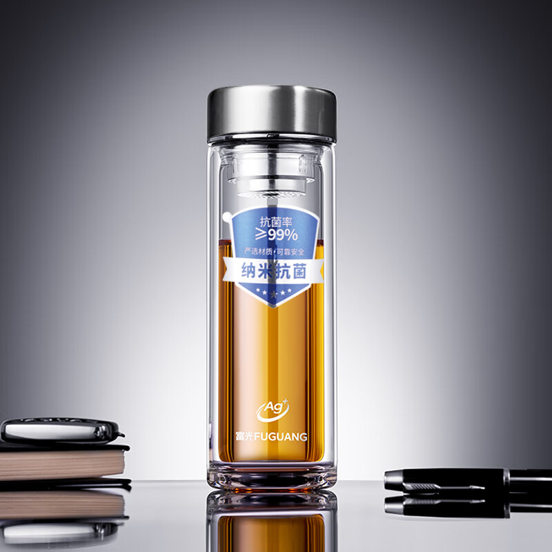 富光(FUGUANG)纳米抗菌玻璃杯 本色G2516-SH-330K 银色