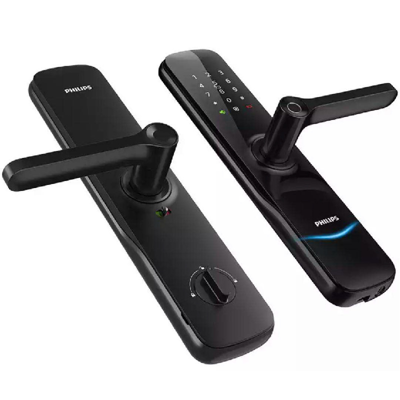 飞利浦(Philips)智能门锁 π 游离执手式家庭用防盗锁可更换霸王锁体 电子锁 可挂天地钩曜石黑