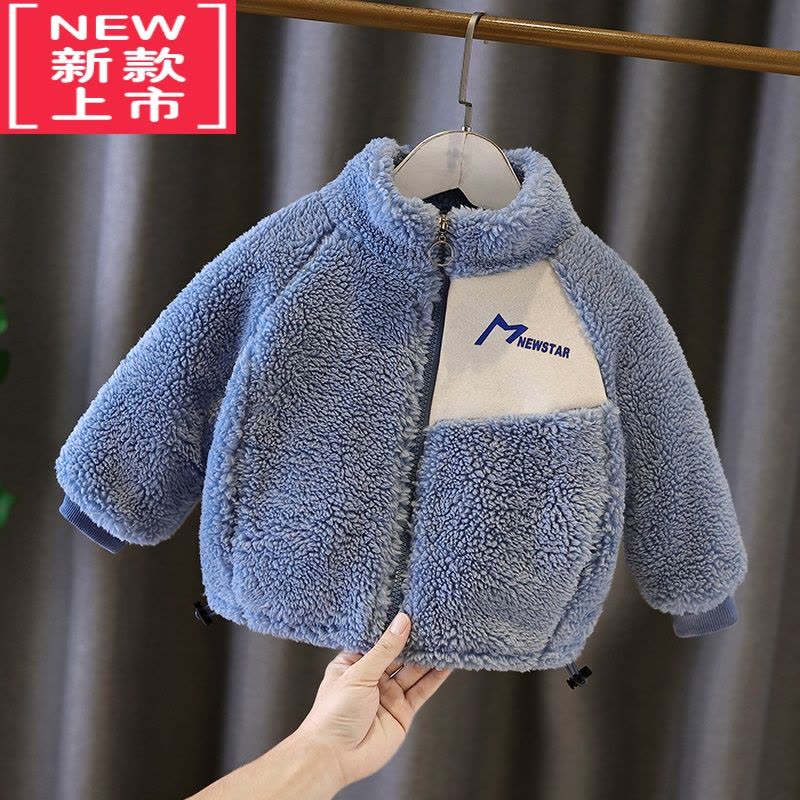 可莉允Nextbear儿童羊羔绒棉服2022冬季新款宝宝加绒外套男女童加厚棉袄图片