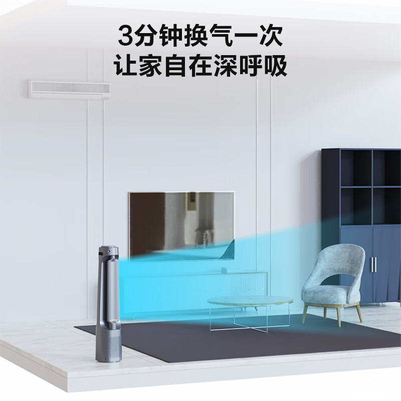艾美特三重净化除菌无叶塔扇24档直流变频电风扇家用空气循环落地扇电扇AI智能感温双循环出风 AIR4 PRO星空灰高清大图