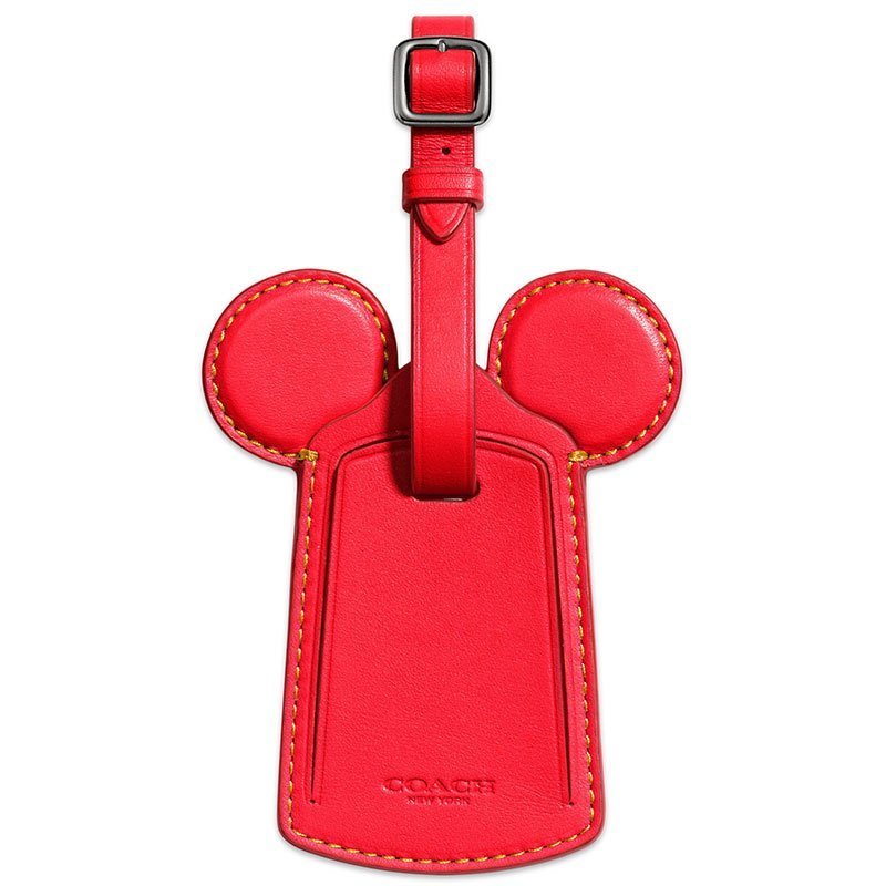 [直营]Disney x Coach 蔻驰 联名限量版 58945米奇耳朵行李吊牌 红色 吊牌 牛皮 箱包配件高清大图