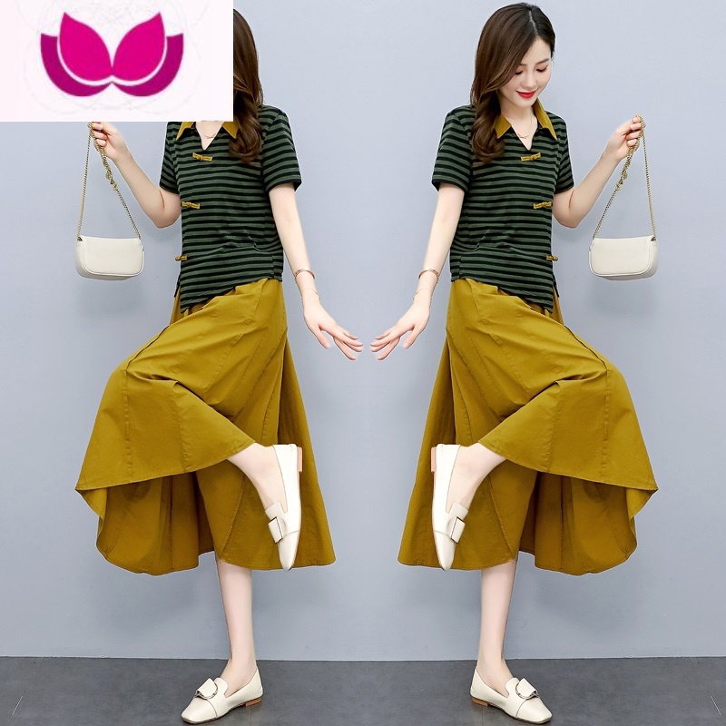 七斓棉麻连衣裙女夏季薄款2023新款女装高端显瘦条纹亚麻套装裙套高清大图