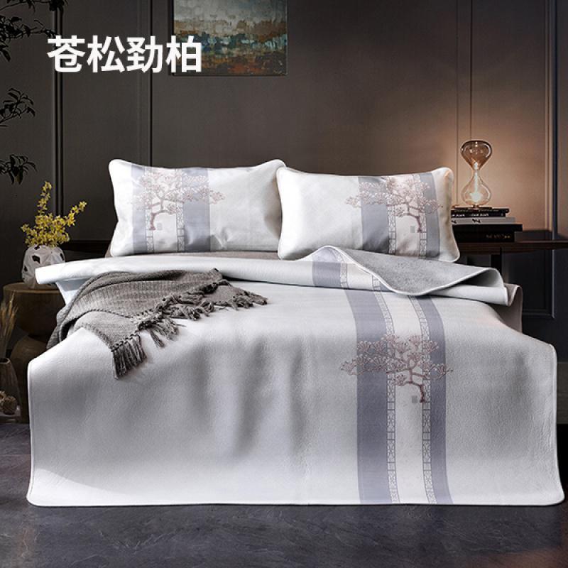 家柏饰(CORATED)彩绘牛皮席软席头层牛皮凉席1.8米1.5米三件套蝶恋花飞高清大图