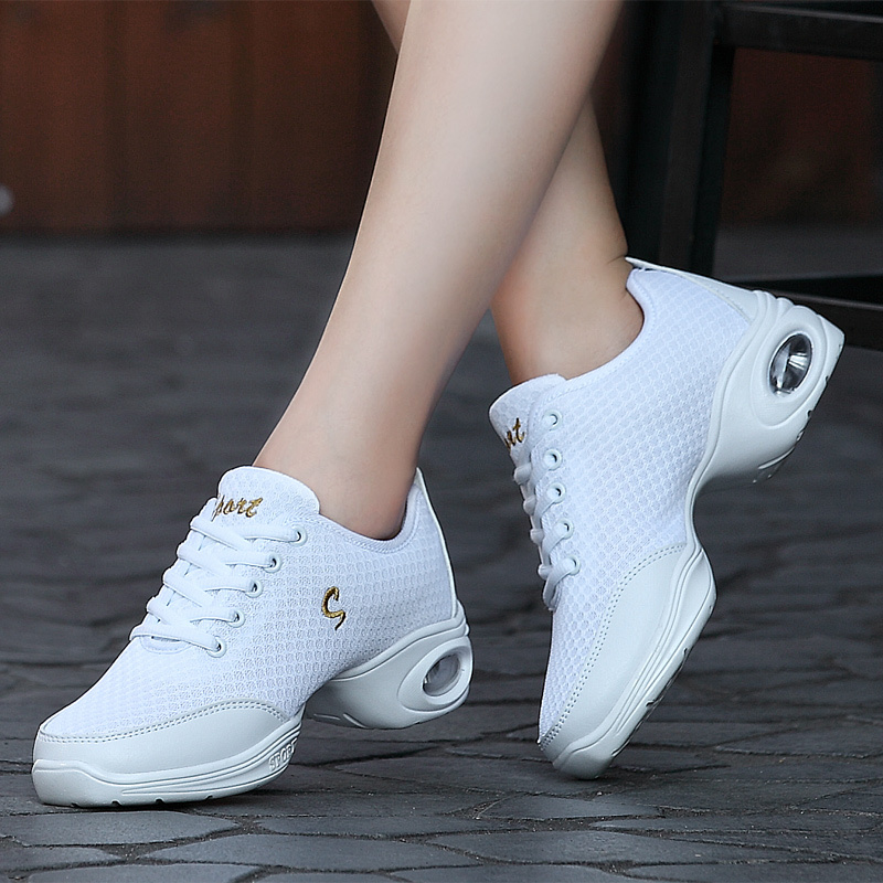 芳棋云品牌彩梦程2019春夏新款广场舞蹈鞋女士面透气软底舞鞋飞织跳舞